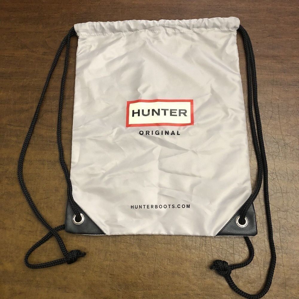 HUNTER ORIGINAL Gray Dust Bag Drawstring Backpack Cinch Sack Boot Logo